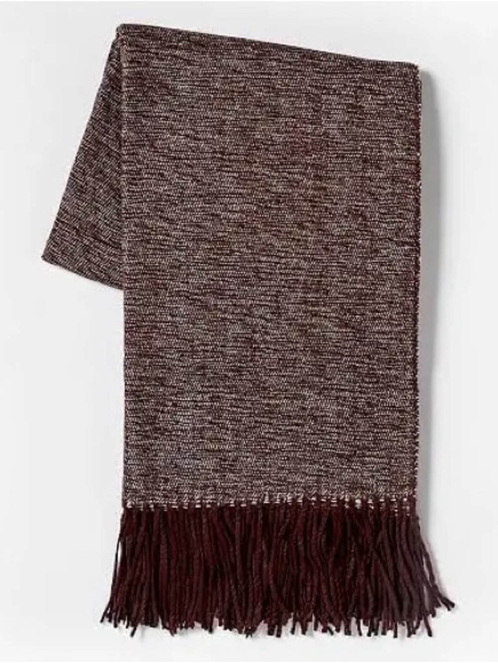 West Elm Marled Knit Throw Blanket with Fringe - Brown